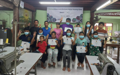 New Myanmar Foundation ၏ အခမဲ့အခြေခံမော်တာ စက်ချုပ်သင်တန်းအပတ်စဉ် (၃၁) သင်တန်း ဆင်းပွဲ